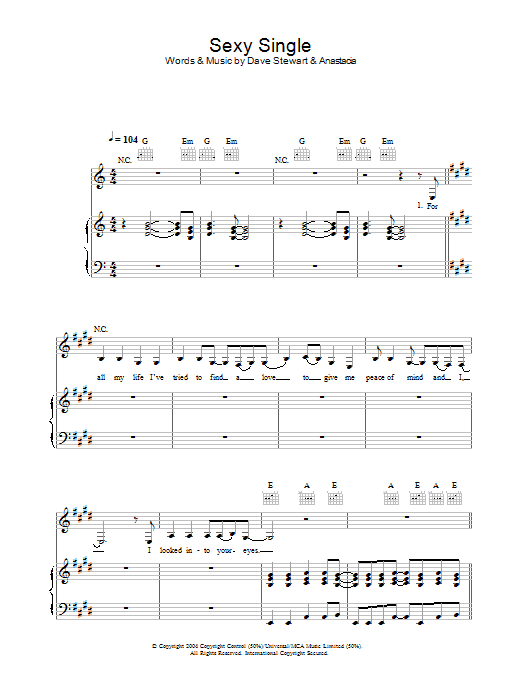 Learn to play Anastacia Sexy Single sheet music for Piano, Vocal & Guitar in minutes. Anastacia Sexy Single sheet music preview music notes and score for Piano, Vocal & Guitar including 6 page(s)