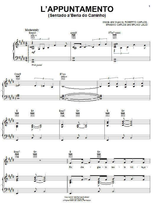 Learn to play Andrea Bocelli L'Appuntamento (Sentado a'Beira do Caminho) sheet music for Piano, Vocal & Guitar (Right-Hand Melody) in minutes. Andrea Bocelli L'Appuntamento (Sentado a'Beira do Caminho) sheet music preview music notes and score for Piano, Vocal & Guitar (Right-Hand Melody) including 10 page(s)