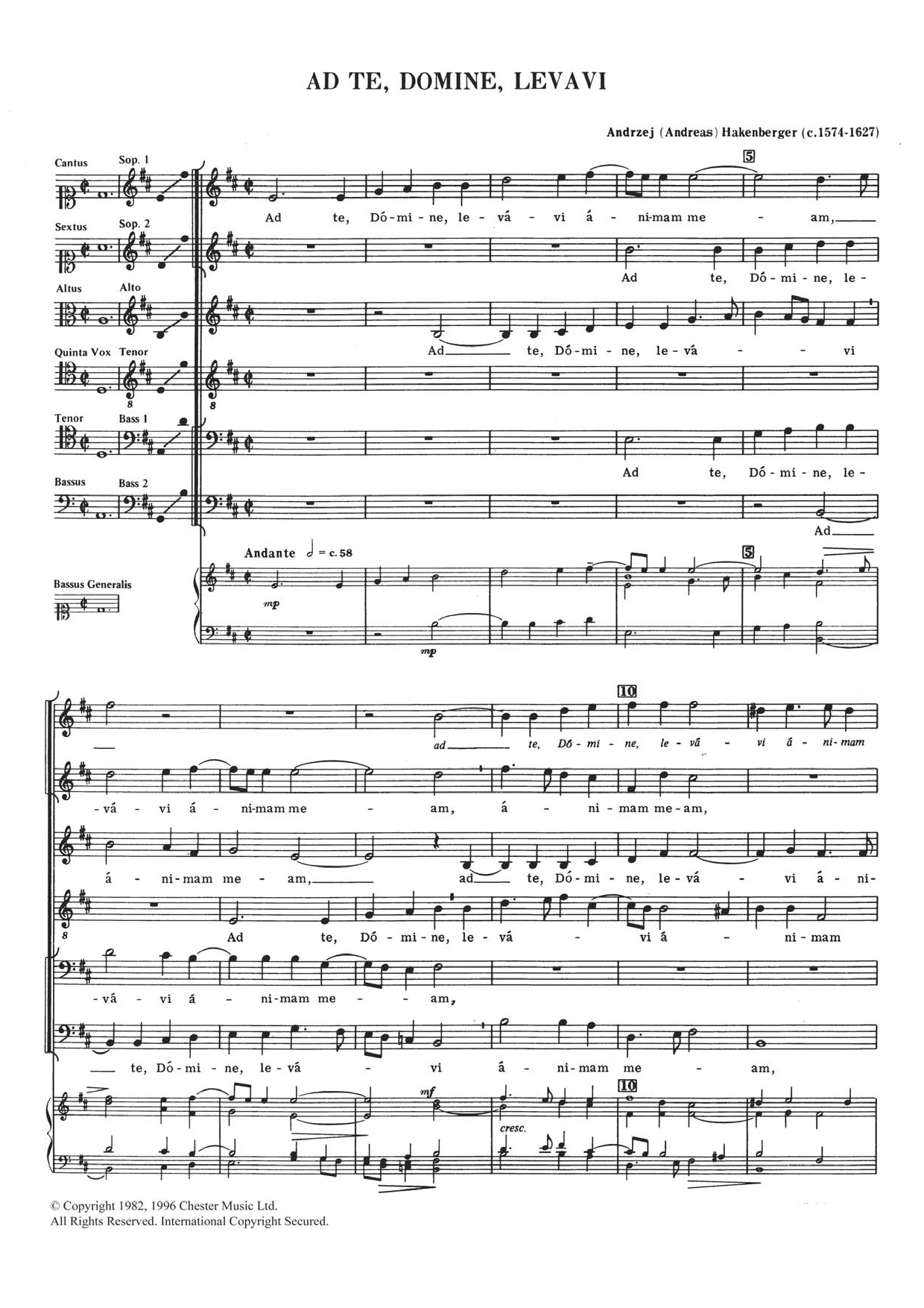 Andreas Hakenberger Ad Te, Domine, Levavi sheet music, chords, lyrics - Printable PDF for Choral SAATB