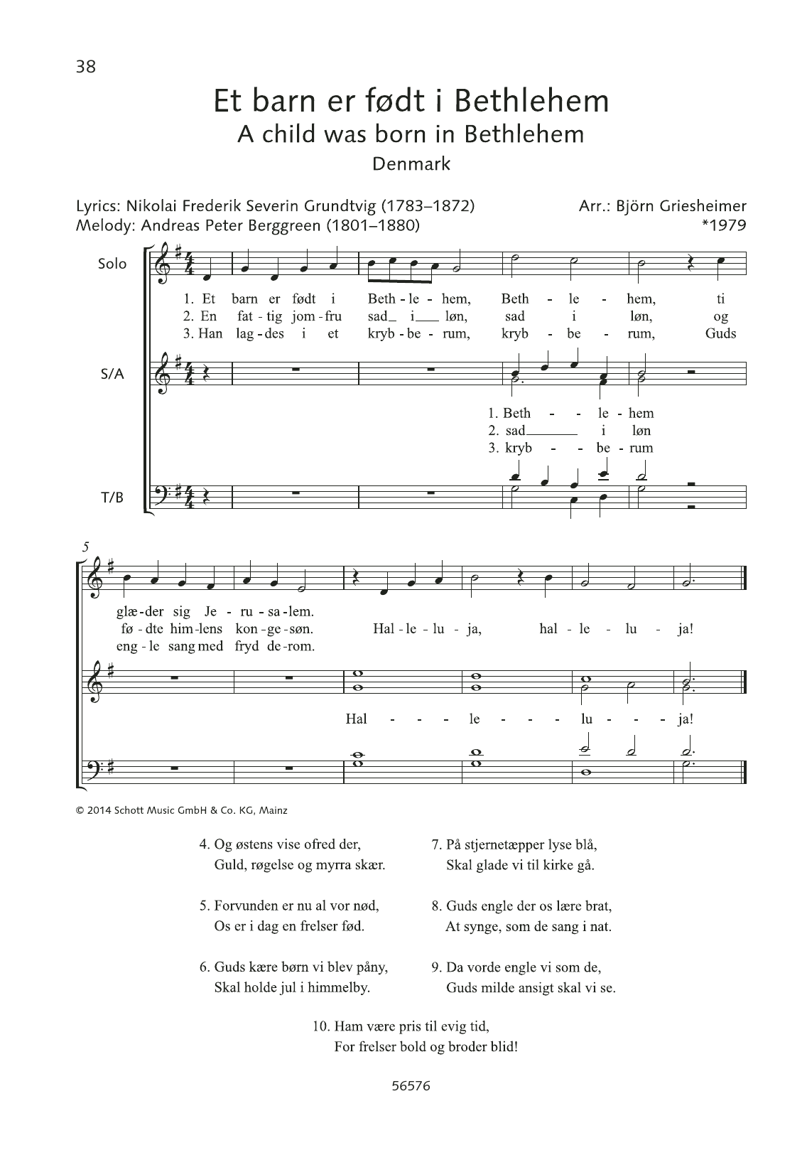 Learn to play Andreas Peter Berggreen Et barn er fodt i Bethlehem sheet music for Choir in minutes. Andreas Peter Berggreen Et barn er fodt i Bethlehem sheet music preview music notes and score for Choir including 2 page(s)