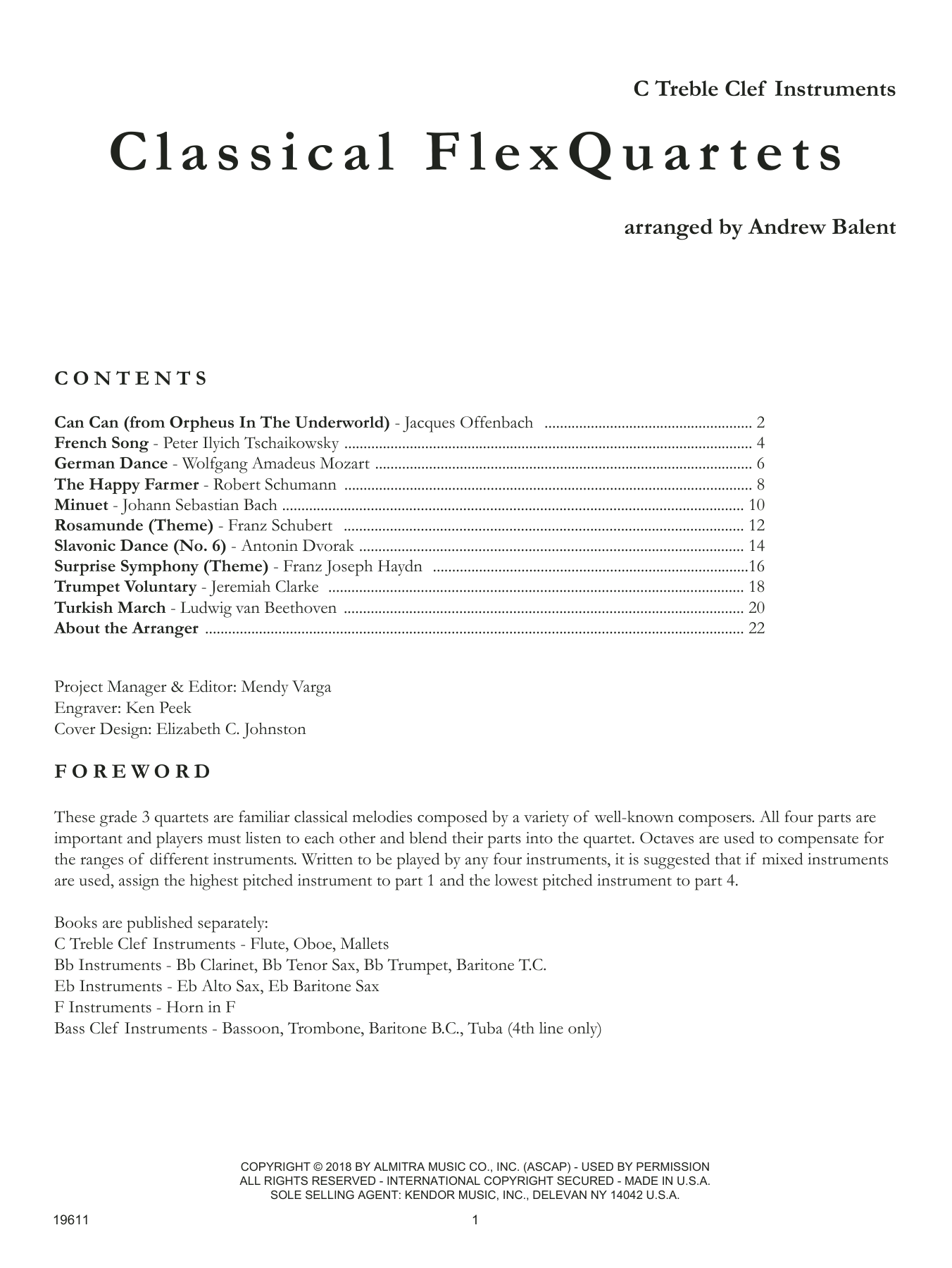Learn to play Andrew Balent Classical FlexQuartets - C Treble Clef Instruments sheet music for Woodwind Ensemble in minutes. Andrew Balent Classical FlexQuartets - C Treble Clef Instruments sheet music preview music notes and score for Woodwind Ensemble including 22 page(s)