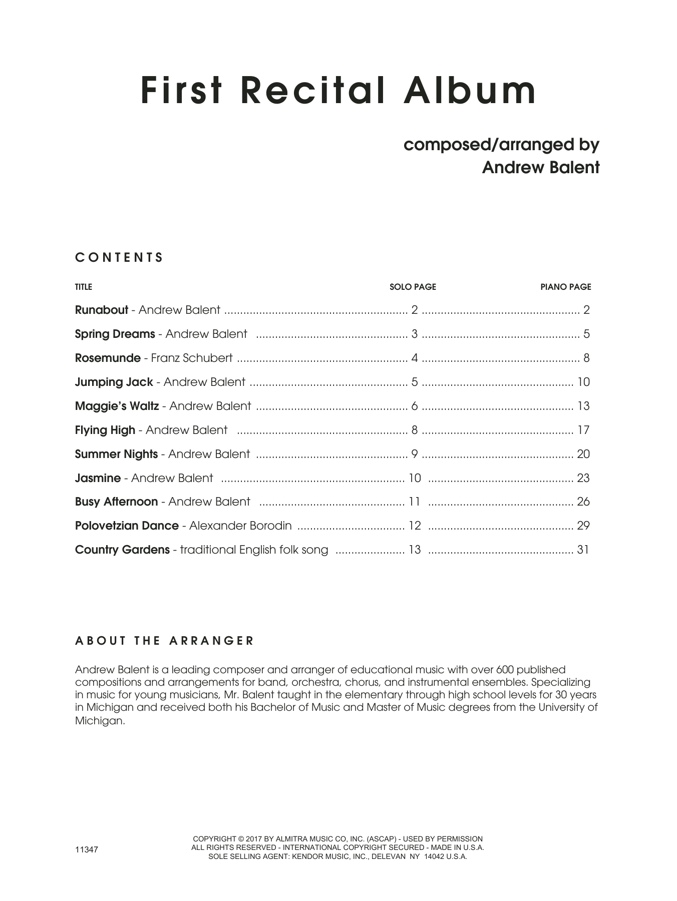Learn to play Andrew Balent First Recital Album - Piano Accompaniment sheet music for Woodwind Solo in minutes. Andrew Balent First Recital Album - Piano Accompaniment sheet music preview music notes and score for Woodwind Solo including 13 page(s)