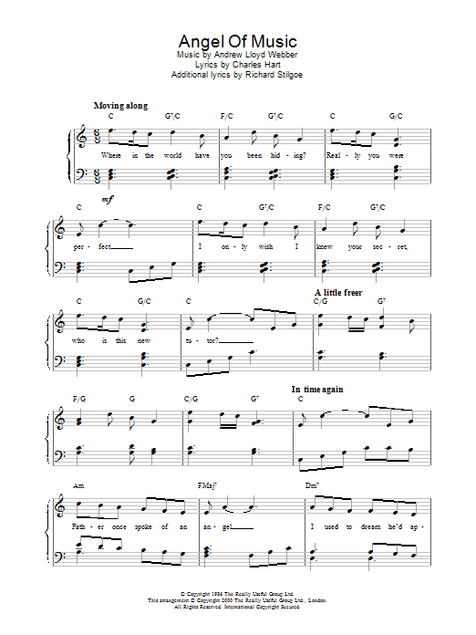 Learn to play Andrew Lloyd Webber Angel Of Music (from The Phantom Of The Opera) sheet music for Piano (Big Notes) in minutes. Andrew Lloyd Webber Angel Of Music (from The Phantom Of The Opera) sheet music preview music notes and score for Piano (Big Notes) including 3 page(s)
