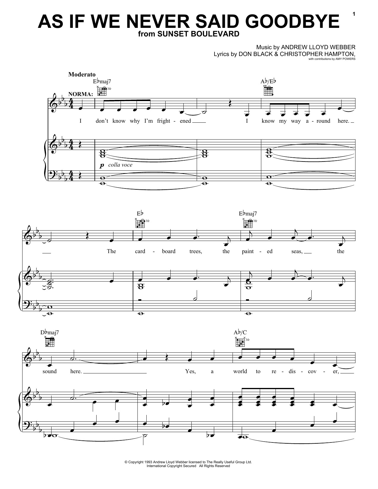 Learn to play Andrew Lloyd Webber As If We Never Said Goodbye sheet music for Piano, Vocal & Guitar (Right-Hand Melody) in minutes. Andrew Lloyd Webber As If We Never Said Goodbye sheet music notes and chords