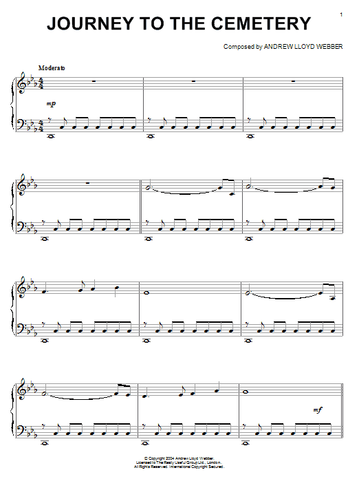 Learn to play Andrew Lloyd Webber Journey To The Cemetery sheet music for Piano in minutes. Andrew Lloyd Webber Journey To The Cemetery sheet music notes and chords