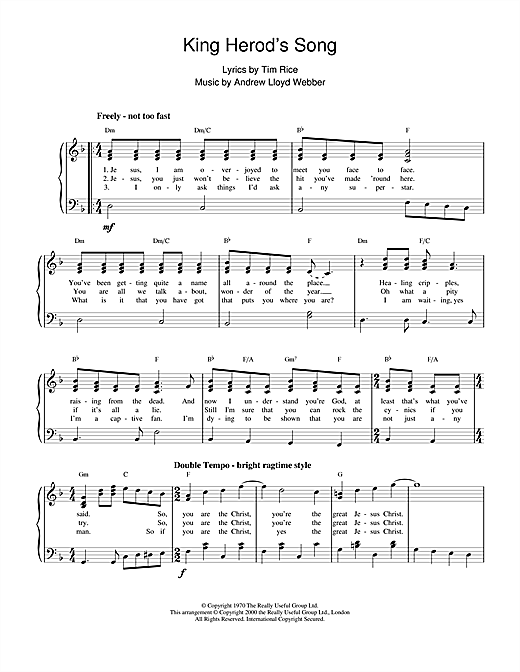 Learn to play Andrew Lloyd Webber King Herod's Song (from Jesus Christ Superstar) sheet music for Piano in minutes. Andrew Lloyd Webber King Herod's Song (from Jesus Christ Superstar) sheet music notes and chords