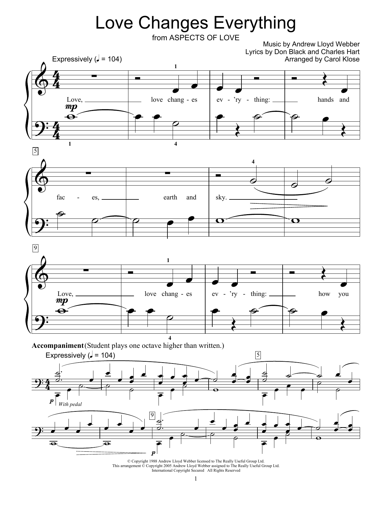 Learn to play Andrew Lloyd Webber Love Changes Everything sheet music for Piano, Vocal & Guitar (Right-Hand Melody) in minutes. Andrew Lloyd Webber Love Changes Everything sheet music notes and chords