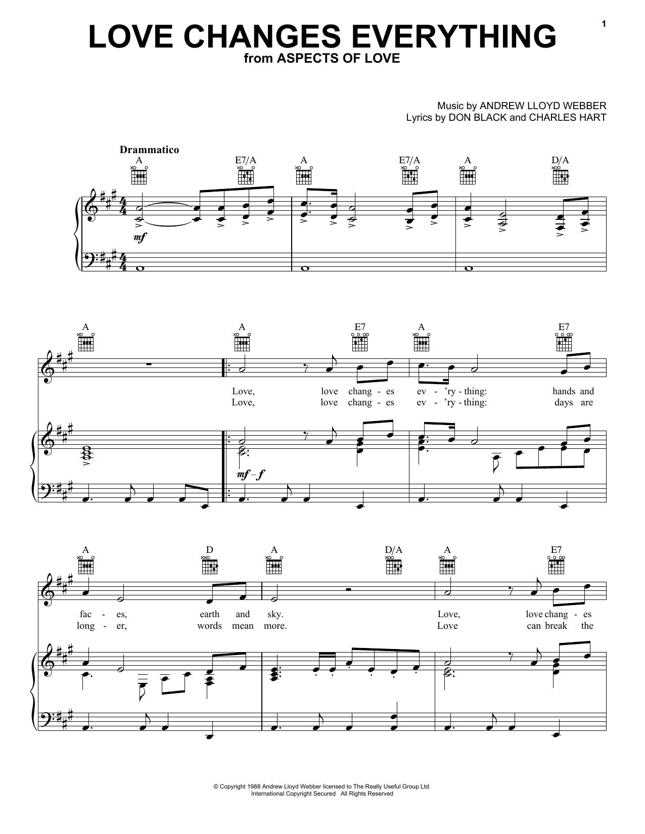 Learn to play Andrew Lloyd Webber Love Changes Everything sheet music for Piano (Big Notes) in minutes. Andrew Lloyd Webber Love Changes Everything sheet music preview music notes and score for Piano (Big Notes) including 3 page(s)
