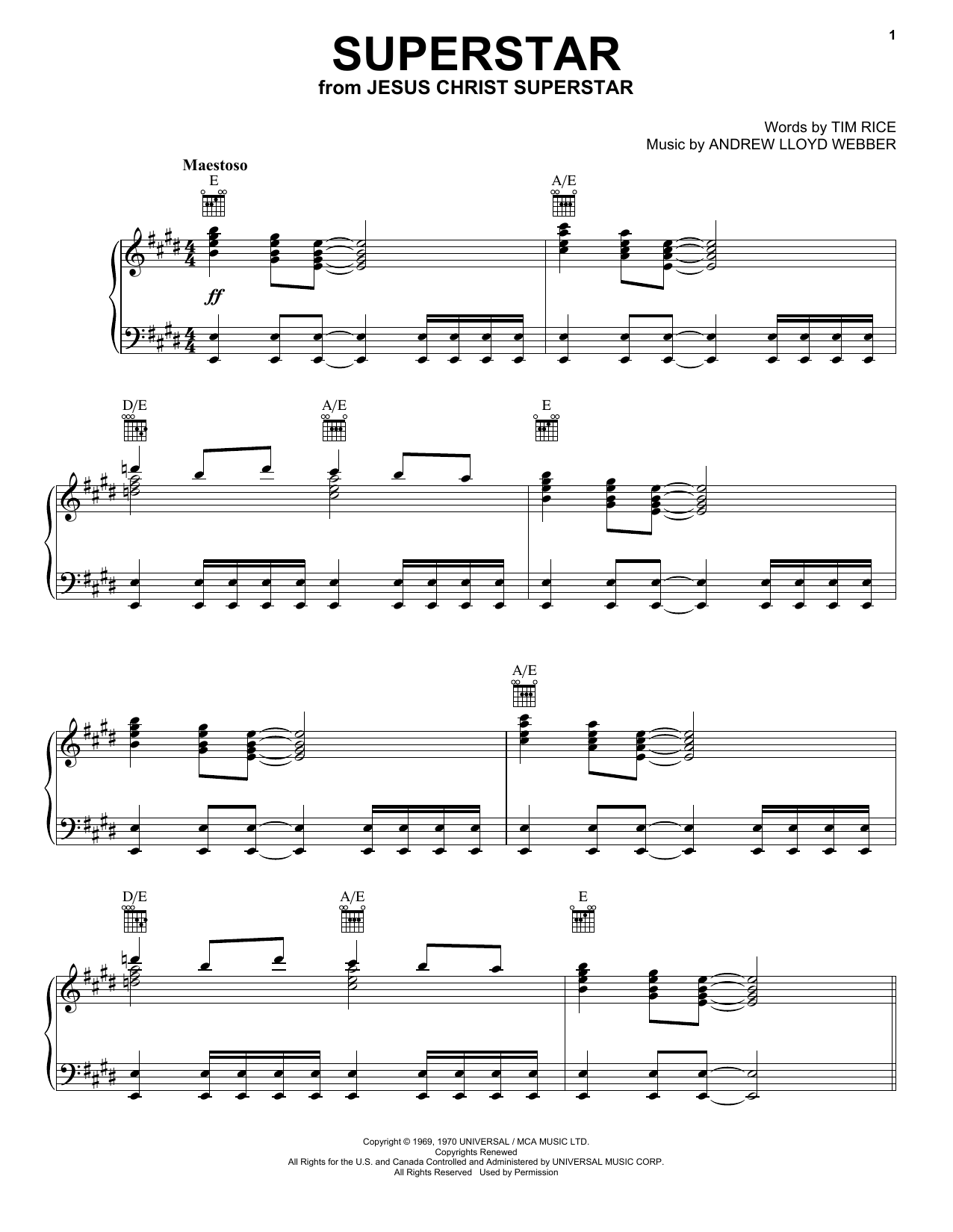 Learn to play Andrew Lloyd Webber Jesus Christ, Superstar sheet music for Piano in minutes. Andrew Lloyd Webber Jesus Christ, Superstar sheet music preview music notes and score for Piano including 4 page(s)