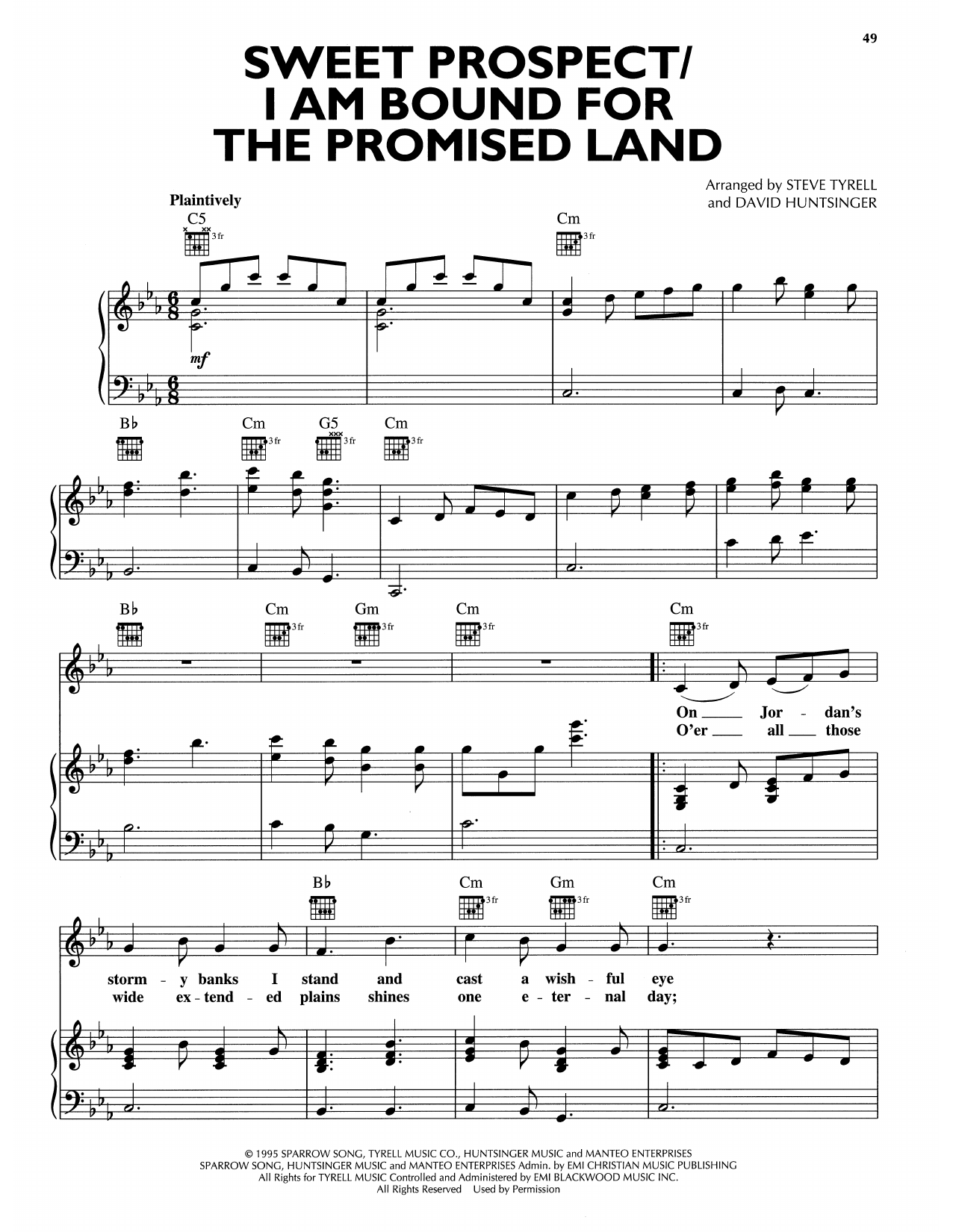Andy Griffith Sweet Prospect/I Am Bound For The Promised Land sheet music, chords, lyrics - Printable PDF for Piano, Vocal & Guitar Chords (Right-Hand Melody)