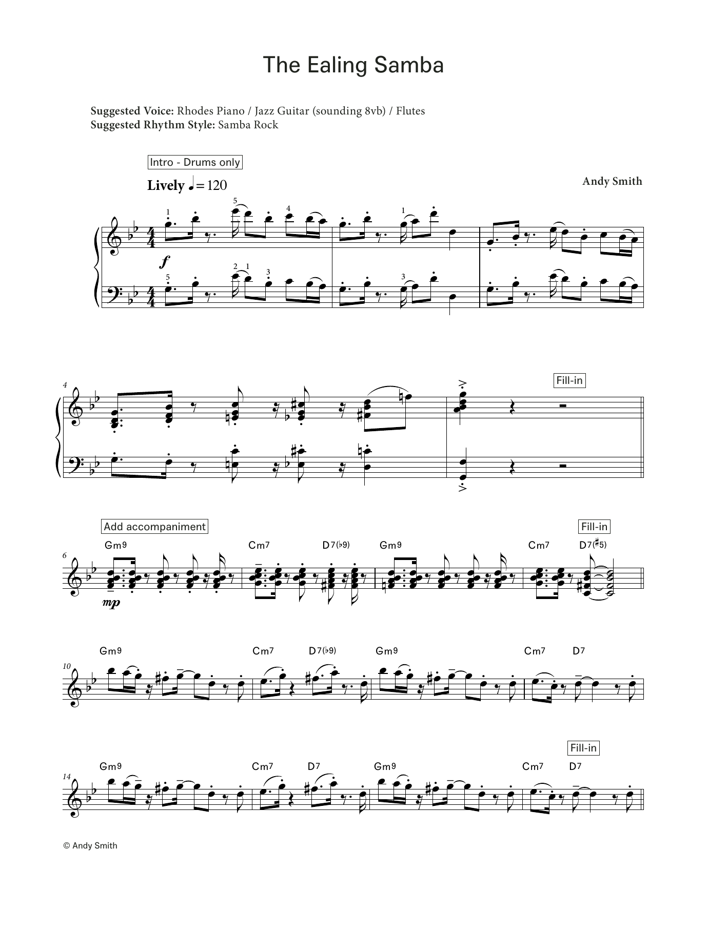 Andy Smith The Ealing Samba (LCME Electronic Keyboard Grade 7 List B) sheet music, chords, lyrics - Printable PDF for Piano Solo