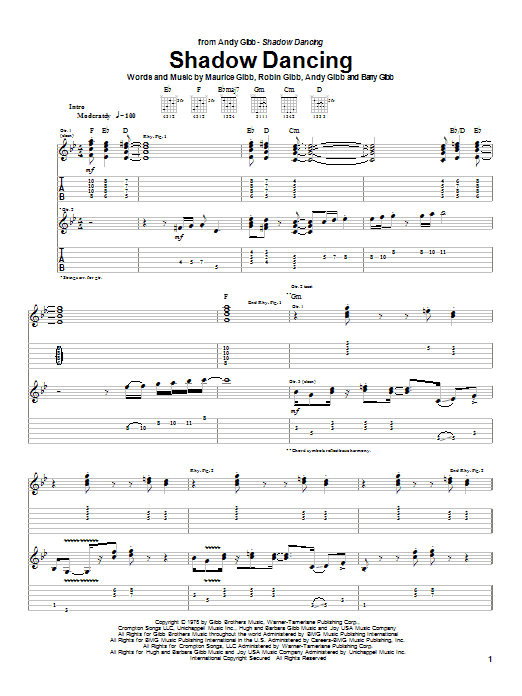 Learn to play Andy Gibb Shadow Dancing sheet music for Guitar Tab in minutes. Andy Gibb Shadow Dancing sheet music preview music notes and score for Guitar Tab including 9 page(s)