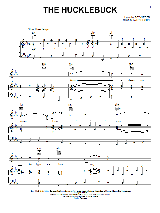Andy Gibson The Hucklebuck sheet music preview music notes and score for Piano, Vocal & Guitar (Right-Hand Melody) including 3 page(s)