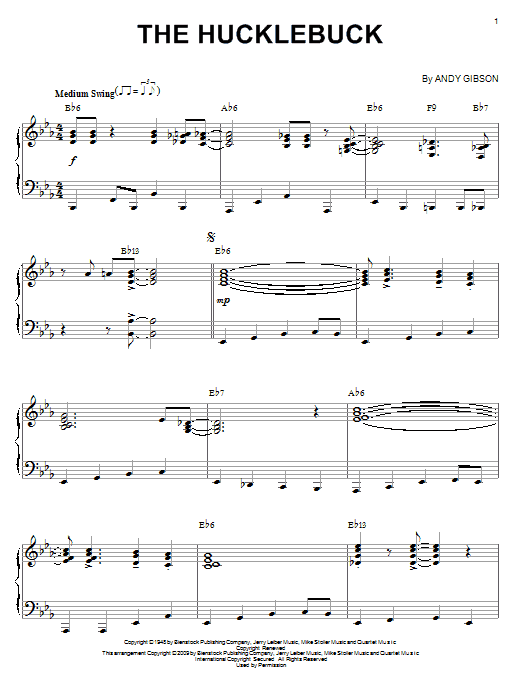 Learn to play Andy Gibson The Hucklebuck sheet music for Piano in minutes. Andy Gibson The Hucklebuck sheet music preview music notes and score for Piano including 5 page(s)