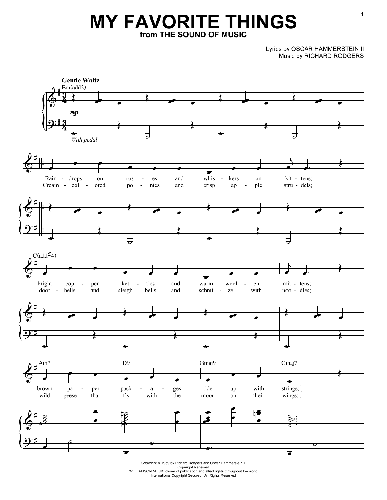 Andy Williams My Favorite Things Sheet Music Download Printable Pdf Children Music Score For Piano Vocal 76613