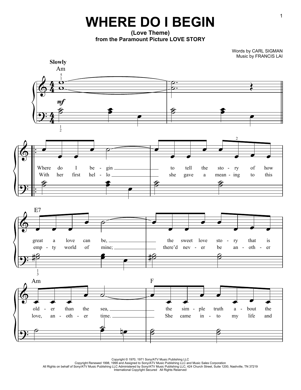 Andy Williams Where Do I Begin Love Theme Sheet Music Download Printable Pdf Love Music Score For French Horn Solo 189516