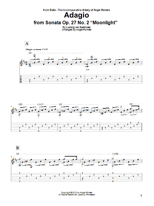 Learn to play Angel Romero Adagio sheet music for Guitar Tab in minutes. Angel Romero Adagio sheet music preview music notes and score for Guitar Tab including 6 page(s)