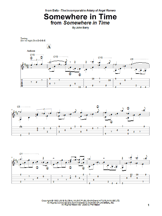 Learn to play Angel Romero Somewhere In Time sheet music for Guitar Tab in minutes. Angel Romero Somewhere In Time sheet music preview music notes and score for Guitar Tab including 4 page(s)