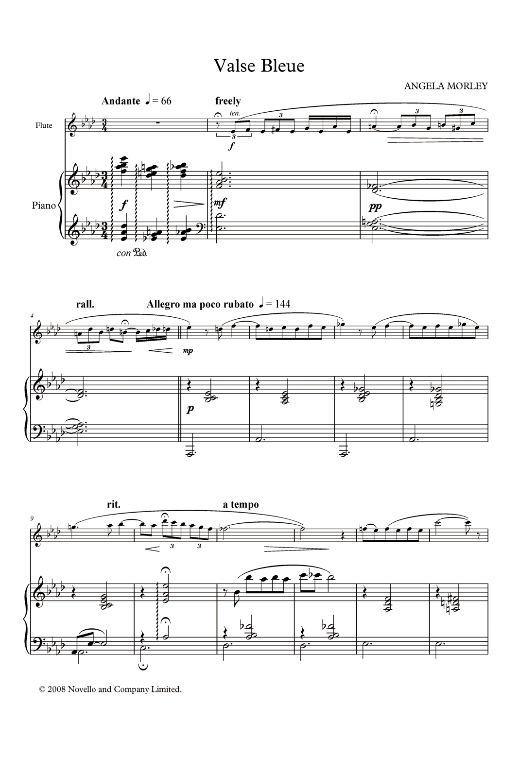 Angela Morley Valse Bleue (score and parts) sheet music, chords, lyrics - Printable PDF for Flute