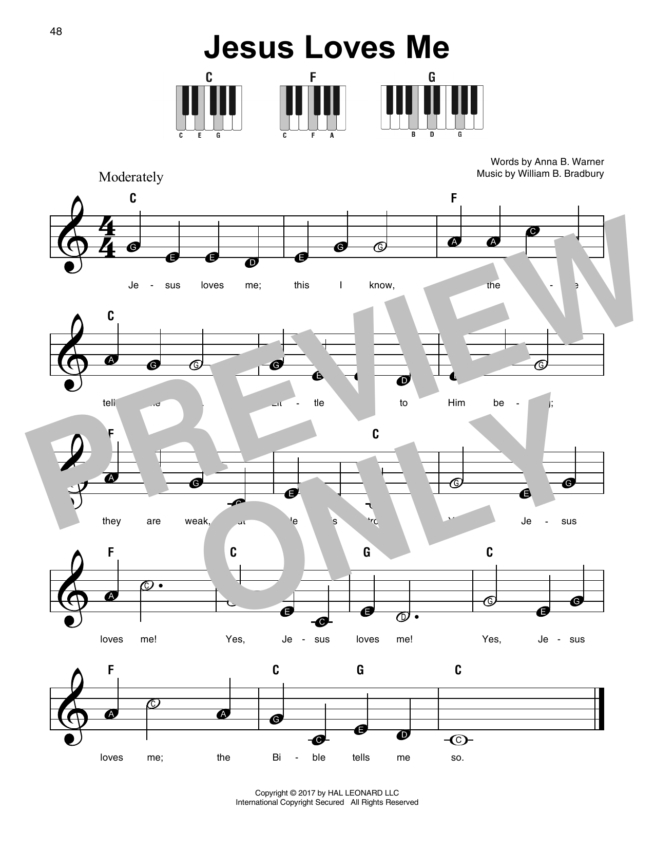 Learn to play Anna B. Warner Jesus Loves Me sheet music for Piano, Vocal & Guitar (Right-Hand Melody) in minutes. Anna B. Warner Jesus Loves Me sheet music notes and chords