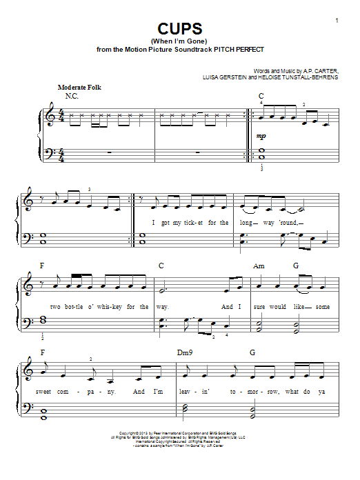 Anna Kendrick Cups When I M Gone Sheet Music Download Pdf Score 96714 Chords for when i'm gone by randy newman. anna kendrick cups when i m gone