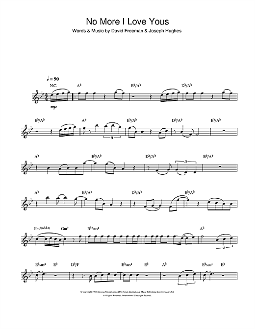 Learn to play Annie Lennox No More I Love Yous sheet music for Clarinet in minutes. Annie Lennox No More I Love Yous sheet music notes and chords