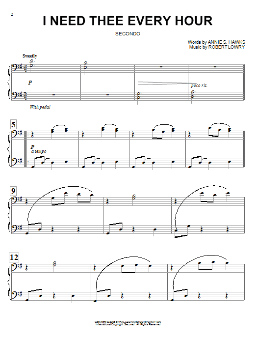 Learn to play Annie S. Hawks I Need Thee Every Hour sheet music for Piano in minutes. Annie S. Hawks I Need Thee Every Hour sheet music notes and chords