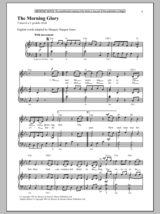 Anonymous The Morning Glory sheet music, chords, lyrics - Printable PDF for Piano