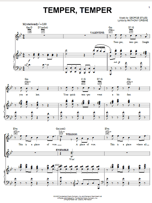 Learn to play Stiles & Drewe Temper, Temper sheet music for Piano, Vocal & Guitar (Right-Hand Melody) in minutes. Stiles & Drewe Temper, Temper sheet music preview music notes and score for Piano, Vocal & Guitar (Right-Hand Melody) including 6 page(s)