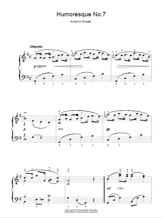Learn to play Antonin Dvorak Humoresque sheet music for Piano in minutes. Antonin Dvorak Humoresque sheet music preview music notes and score for Piano including 4 page(s)