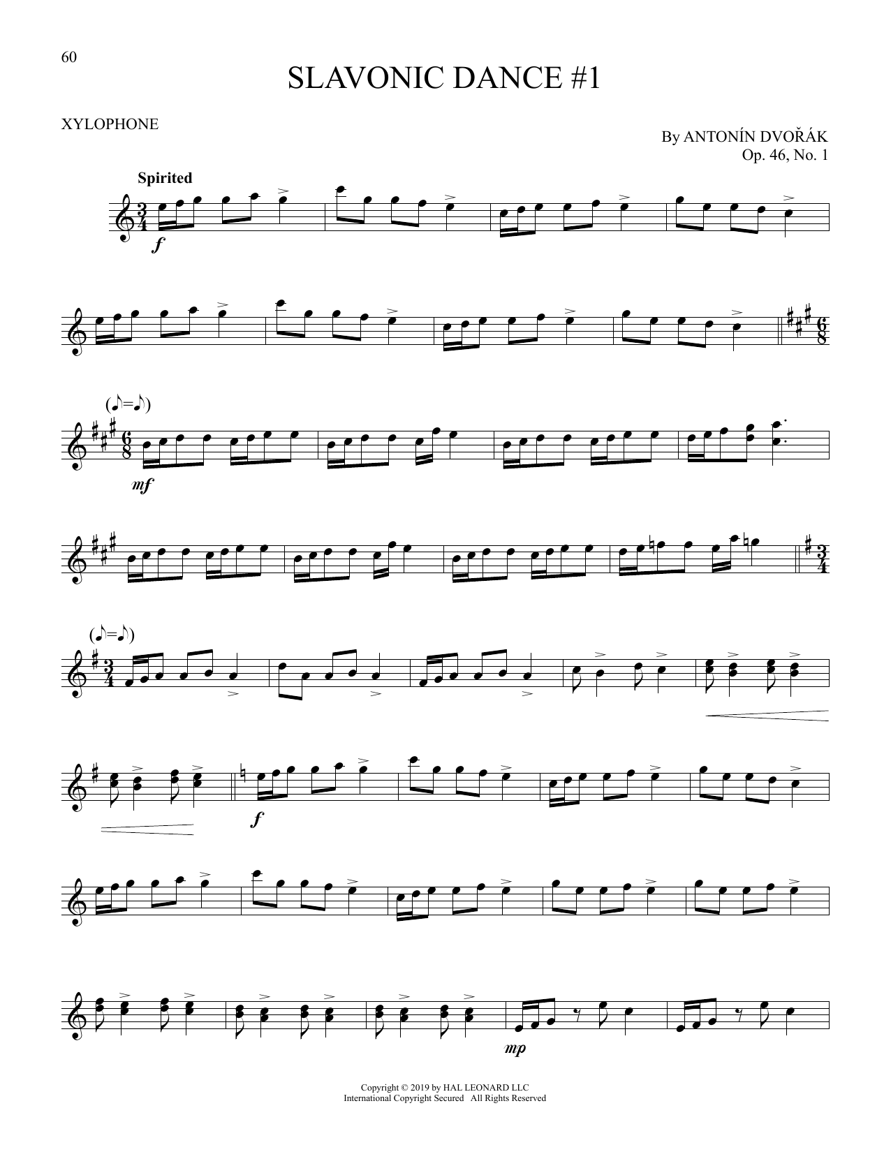 Learn to play Antonin Dvorak Slavonic Dance No. 1 sheet music for Xylophone Solo in minutes. Antonin Dvorak Slavonic Dance No. 1 sheet music preview music notes and score for Xylophone Solo including 2 page(s)