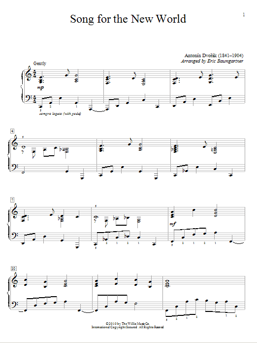 Learn to play Antonin Dvorak Song For The New World sheet music for Easy Piano in minutes. Antonin Dvorak Song For The New World sheet music preview music notes and score for Easy Piano including 3 page(s)