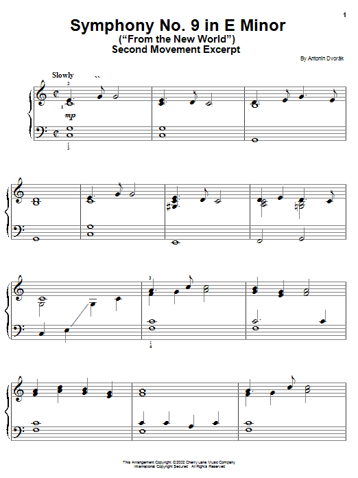 Learn to play Antonin Dvorak Symphony No. 9 In E Minor (From The New World), Second Movement Excerpt sheet music for Easy Piano in minutes. Antonin Dvorak Symphony No. 9 In E Minor (From The New World), Second Movement Excerpt sheet music notes and chords