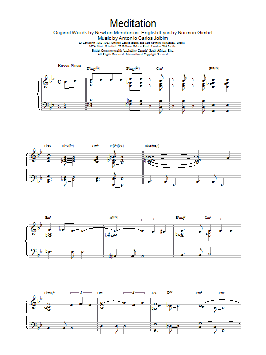 Download Gerry Mulligan Meditation sheet music notes and chords for Piano - Download Printable PDF and start playing in minutes.