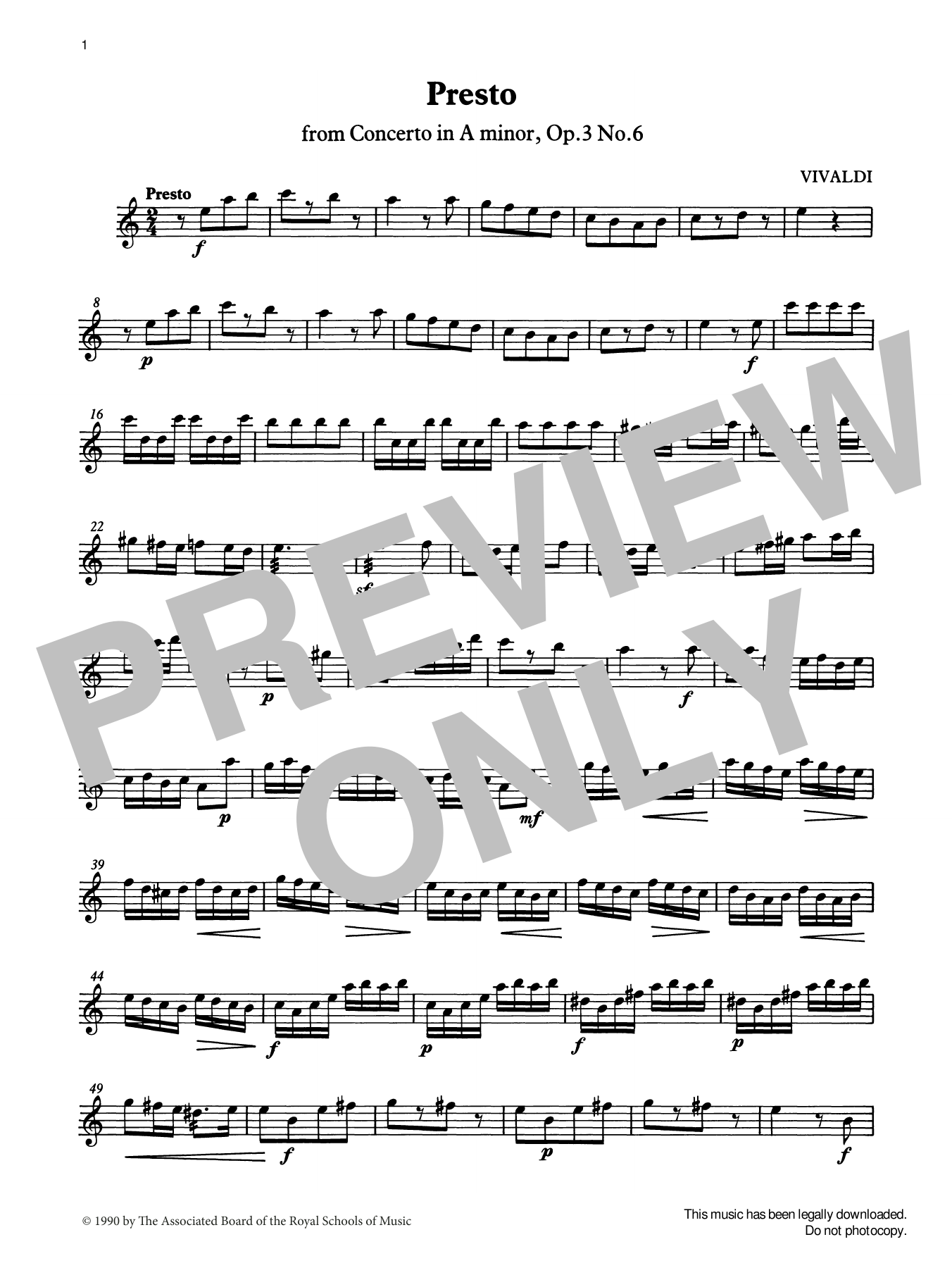Antonio Vivaldi Presto (score & part) from Graded Music for Tuned Percussion, Book IV sheet music, chords, lyrics - Printable PDF for Percussion Solo
