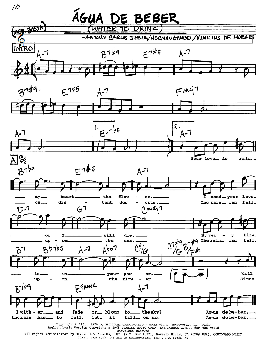 Learn to play Antonio Carlos Jobim Agua De Beber (Water To Drink) sheet music for Piano in minutes. Antonio Carlos Jobim Agua De Beber (Water To Drink) sheet music preview music notes and score for Piano including 5 page(s)
