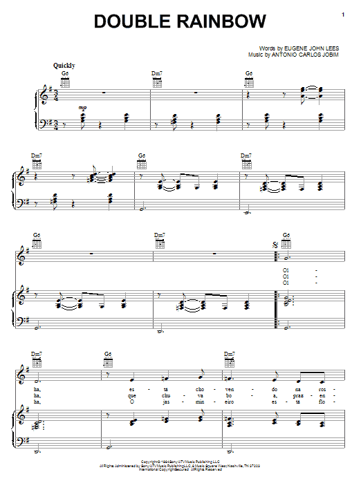 Learn to play Antonio Carlos Jobim Double Rainbow sheet music for Real Book – Melody & Chords in minutes. Antonio Carlos Jobim Double Rainbow sheet music preview music notes and score for Real Book – Melody & Chords including 2 page(s)