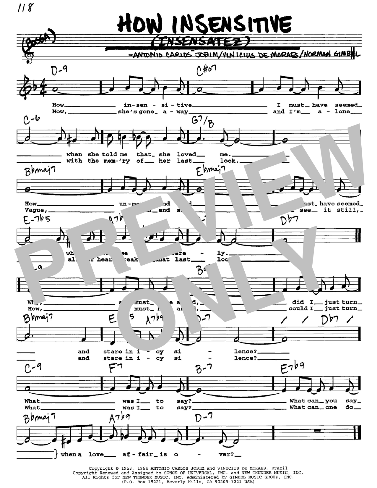 Learn to play Antonio Carlos Jobim How Insensitive (Insensatez) sheet music for Piano in minutes. Antonio Carlos Jobim How Insensitive (Insensatez) sheet music preview music notes and score for Piano including 4 page(s)