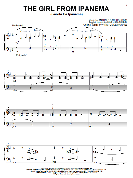 Learn to play Antonio Carlos Jobim The Girl From Ipanema (Garota De Ipanema) sheet music for Piano in minutes. Antonio Carlos Jobim The Girl From Ipanema (Garota De Ipanema) sheet music notes and chords