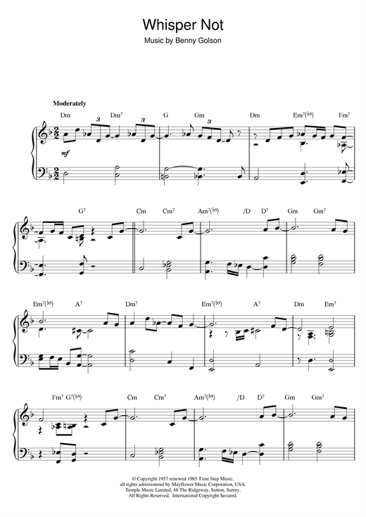 Learn to play Antonio Carlos Jobim Whisper Not sheet music for Piano in minutes. Antonio Carlos Jobim Whisper Not sheet music notes and chords
