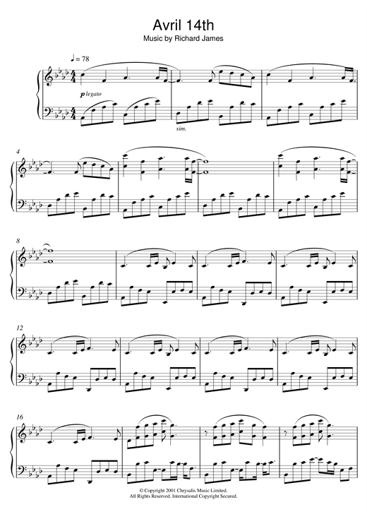Learn to play Aphex Twin Avril 14th sheet music for Piano in minutes. Aphex Twin Avril 14th sheet music notes and chords