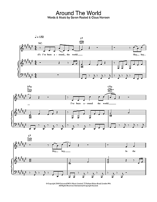 Learn to play Aqua Around The World sheet music for Piano, Vocal & Guitar in minutes. Aqua Around The World sheet music notes and chords