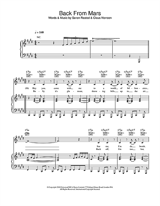 Learn to play Aqua Back From Mars sheet music for Piano, Vocal & Guitar in minutes. Aqua Back From Mars sheet music notes and chords