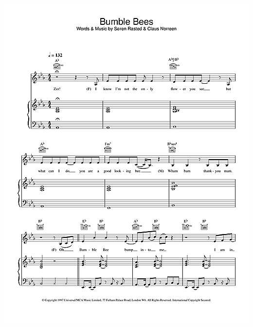 Learn to play Aqua Bumble Bees sheet music for Piano, Vocal & Guitar in minutes. Aqua Bumble Bees sheet music notes and chords