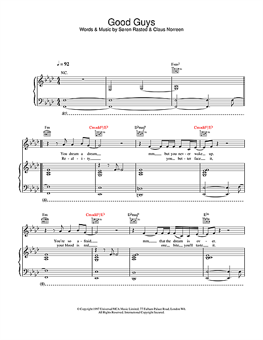 Learn to play Aqua Good Guys sheet music for Piano, Vocal & Guitar in minutes. Aqua Good Guys sheet music notes and chords