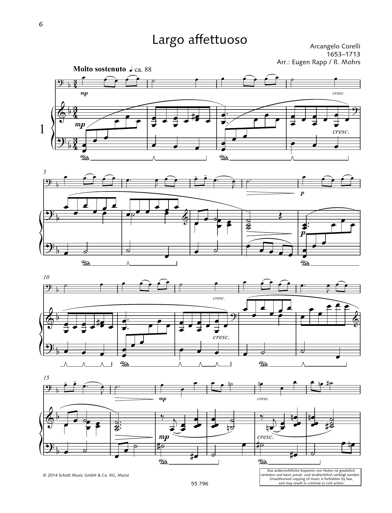 Learn to play Arcangelo Corelli Largo affettuoso sheet music for String Solo in minutes. Arcangelo Corelli Largo affettuoso sheet music preview music notes and score for String Solo including 3 page(s)