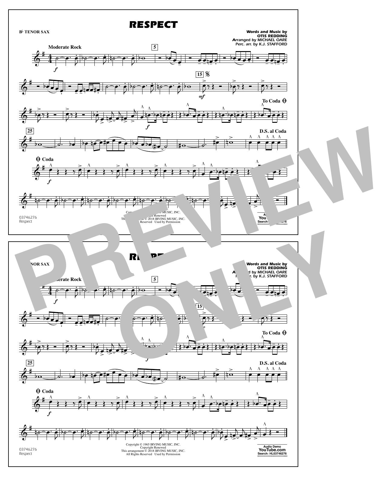 Learn to play Aretha Franklin Respect (arr. Michael Oare) - Bb Tenor Sax sheet music for Marching Band in minutes. Aretha Franklin Respect (arr. Michael Oare) - Bb Tenor Sax sheet music preview music notes and score for Marching Band including 1 page(s)