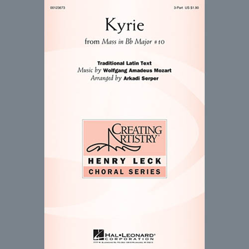 Download Arkadi Serper Kyrie (From The Mass In B-Flat Major #10) Sheet Music arranged for 3-Part Treble - printable PDF music score including 6 page(s)