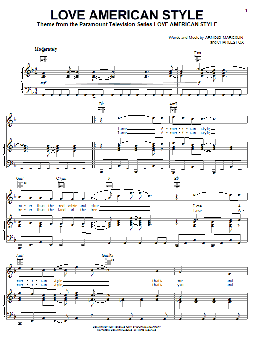 Learn to play Arnold Margolin Love American Style (from the TV Series) sheet music for Piano, Vocal & Guitar (Right-Hand Melody) in minutes. Arnold Margolin Love American Style (from the TV Series) sheet music notes and chords