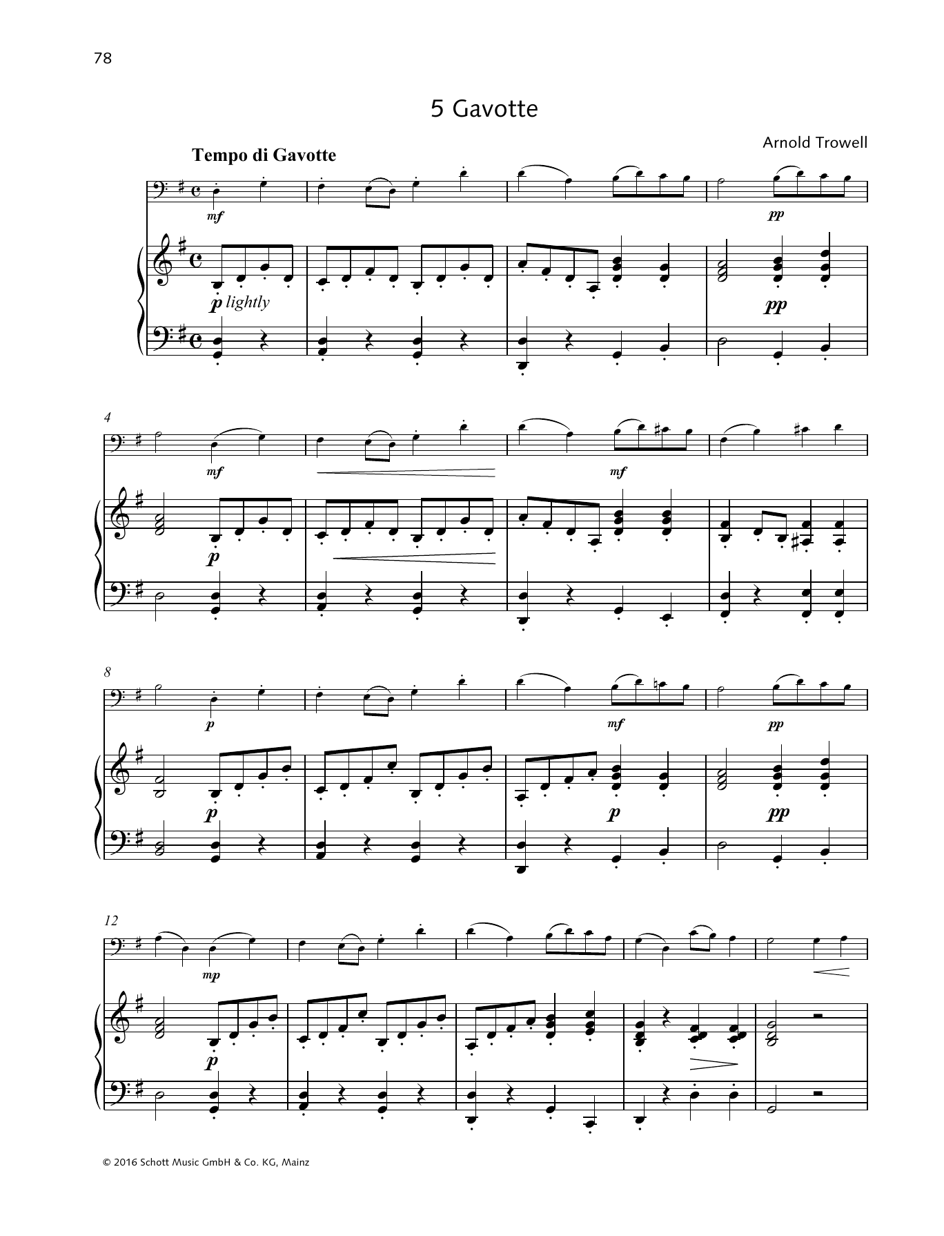 Learn to play Arnold Trowell Gavotte sheet music for String Solo in minutes. Arnold Trowell Gavotte sheet music preview music notes and score for String Solo including 6 page(s)